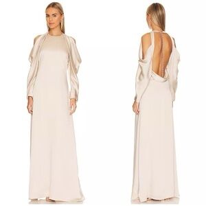 Jonathan Simkhai Caitlyn Champagne Satin Open-Back Gown NWT Women’s 4 – Bridal